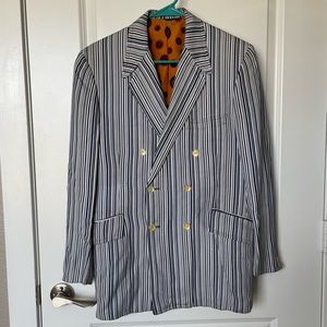 Rare Vintage P.H.I. “To-Som” Collection Double Breasted Stripped Suit Jacket